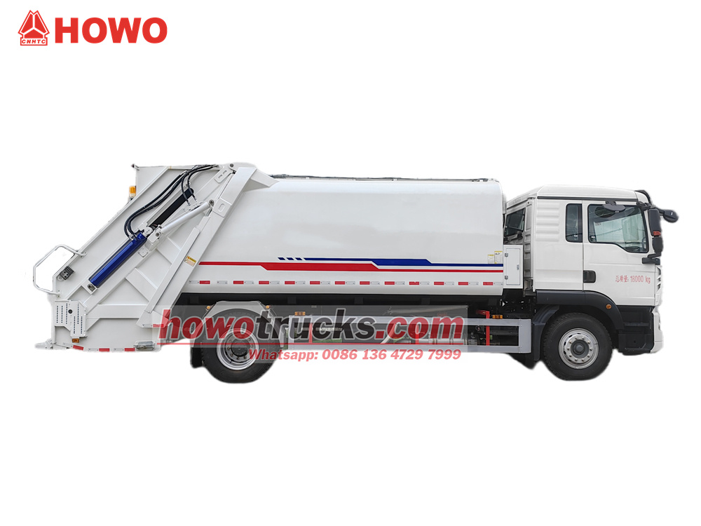 HOWO 250HP engine garbage compactor truck