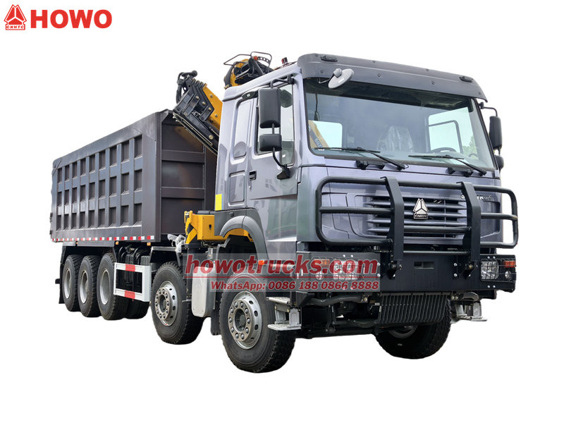 Howo mining dumper truck with 8T crane